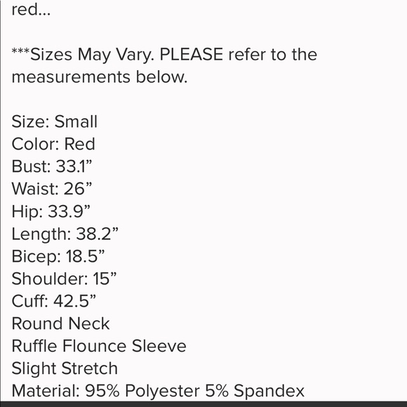 ๐HP๐ Beautiful Red Dress with Flutter Sleeve - Picture 7 of 7